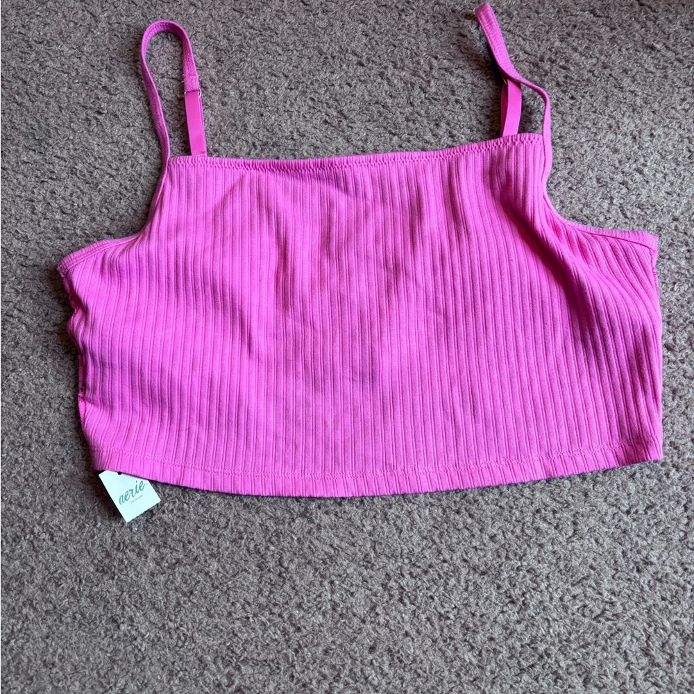 Aerie Ribbed Bralette Bra Size Large Pink
